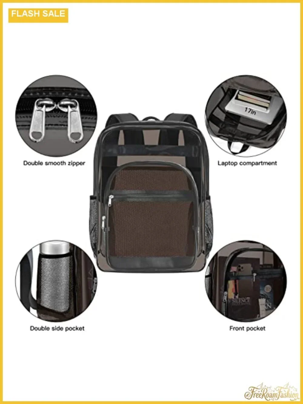 Clear Backpack Heavy Duty Stadium Approved Waterproof PVC Large Capacity with